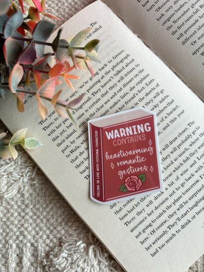 Warning Contains Heartwarming Romantic Gestures Book Sticker Decal
