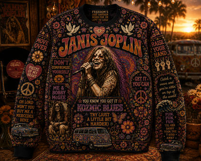 Janis Joplin Hippie Peace All Over Print - 60s 70s Music Lover Shirt