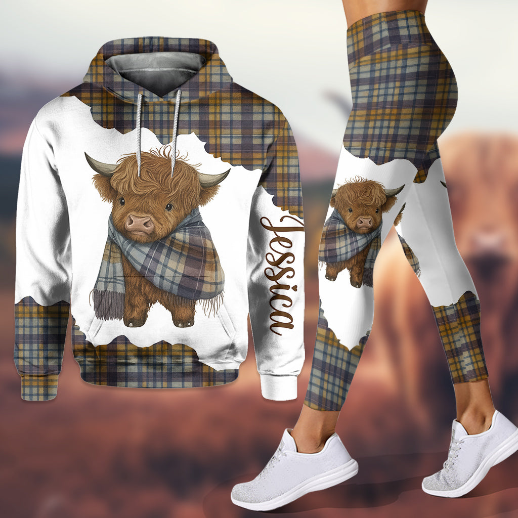 Cute Highland Cow - Personalized Hoodie and Leggings