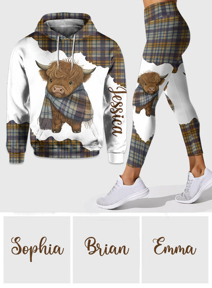 Cute Highland Cow - Personalized Hoodie and Leggings
