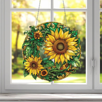 Sunflower Acrylic Window Hanging, Gift For Sunflower Flower Lovers, Sunflower Decoration, Housewarming gift for flower lover, Kitchen Decor