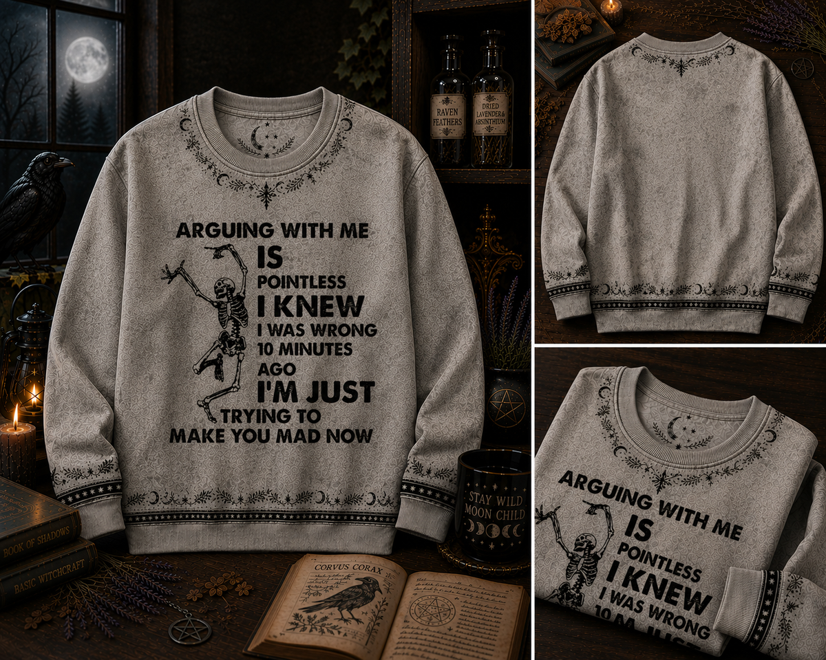Arguing With Me Is Pointless Funny Skeleton All Over Print Shirt