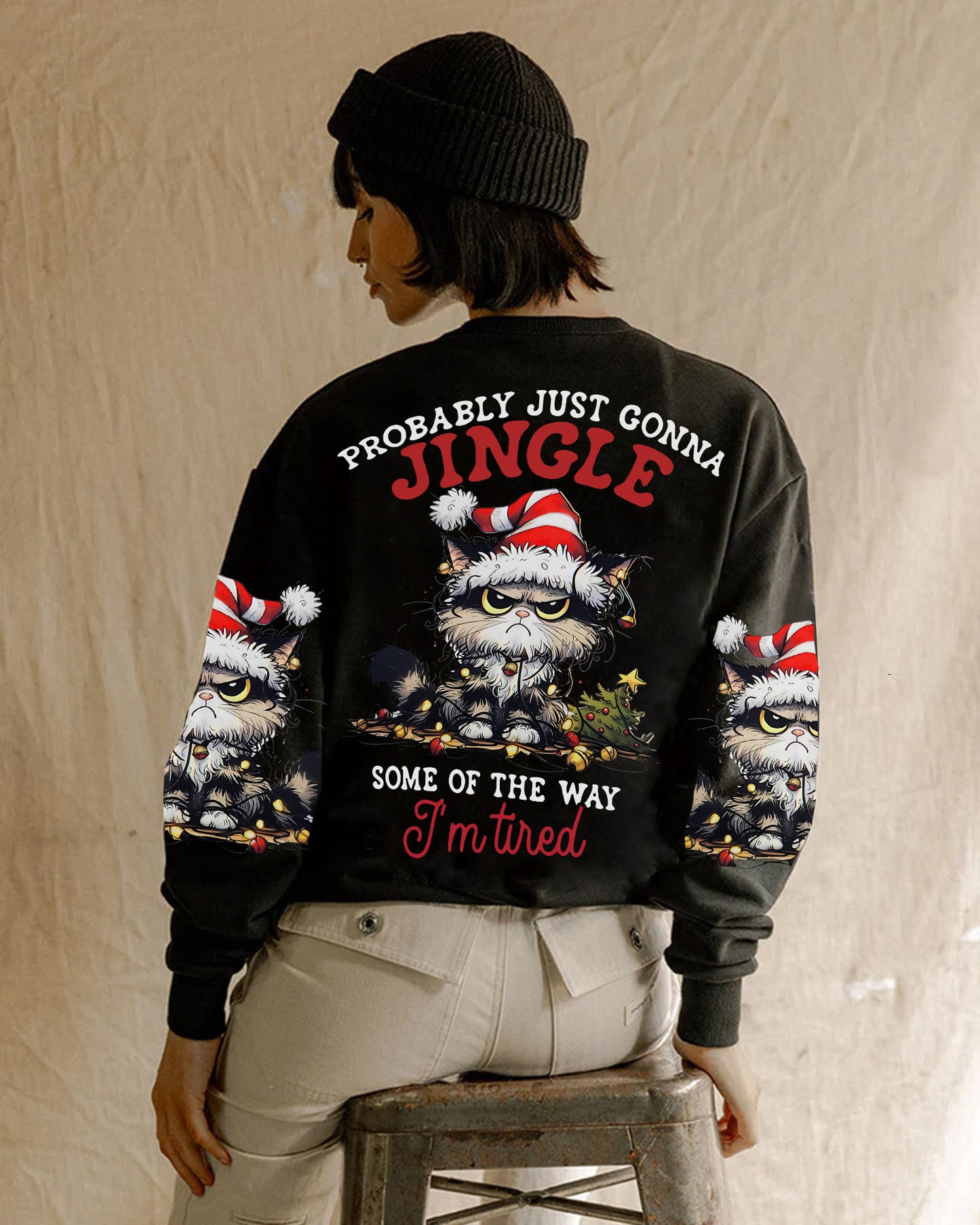 I’m Tired - Christmas Cat All Over Print Shirt