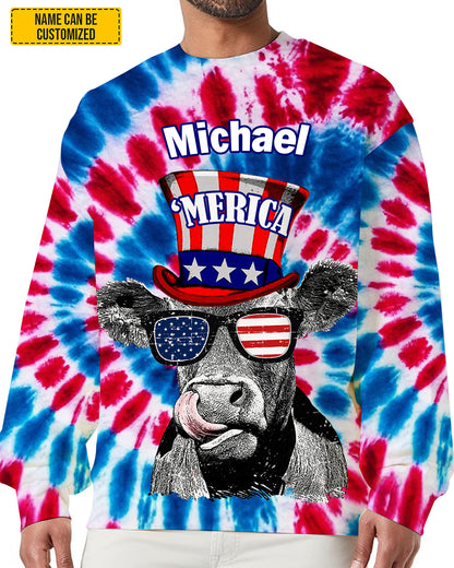 Personalized ‘Merica Cow Tie-Dye All Over Print