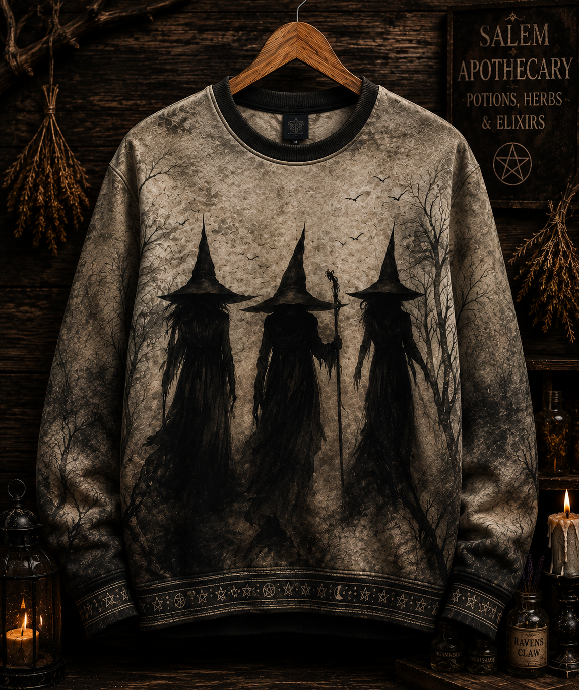 Witch Coven V-Neck Shirt, Salem Witch Gothic Tee, Dark Witchy Halloween Shirt, Witch Lover Gift