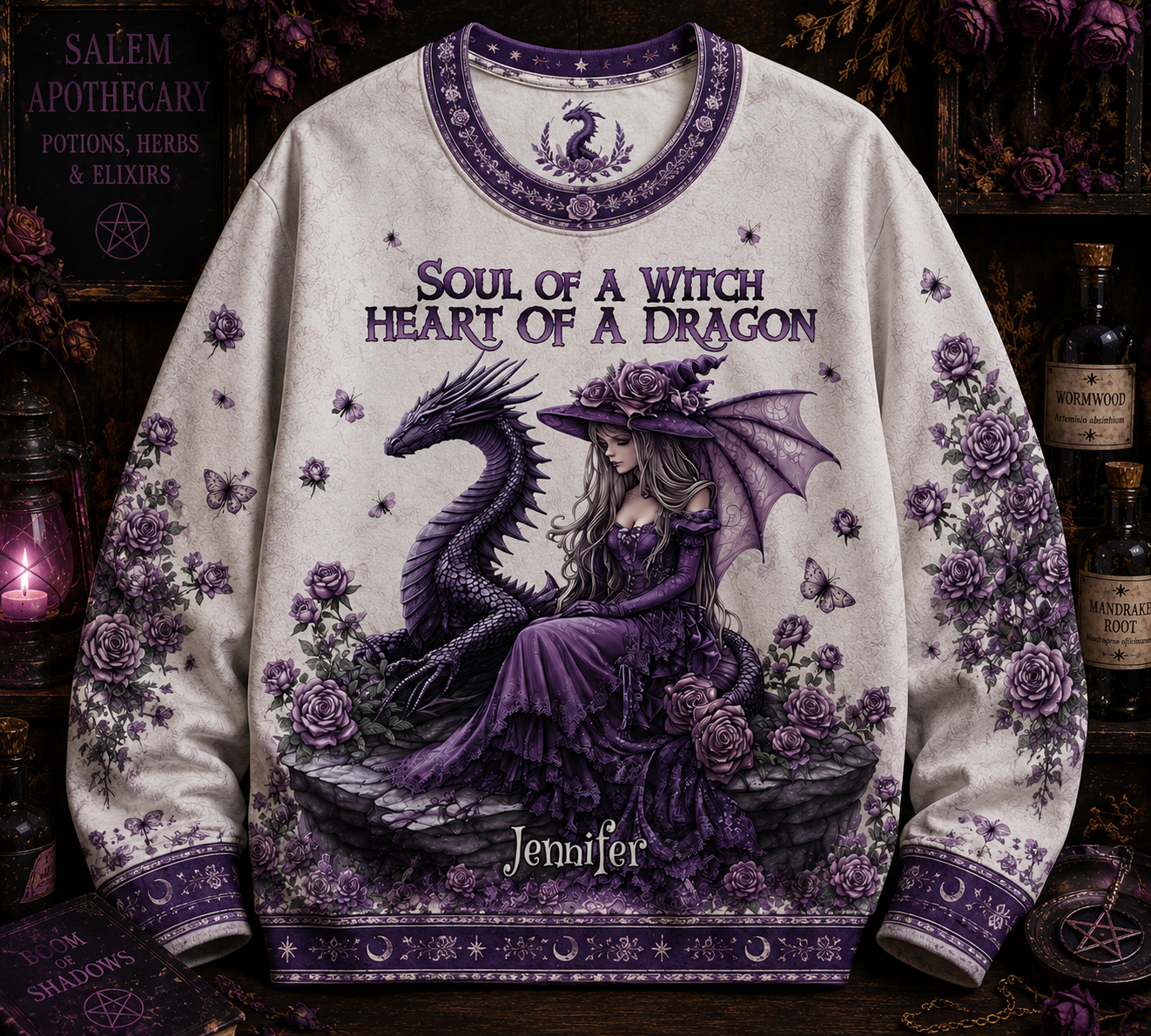 Soul Of A Witch Heart Of A Dragon All Over Print - Witchy Halloween Shirt