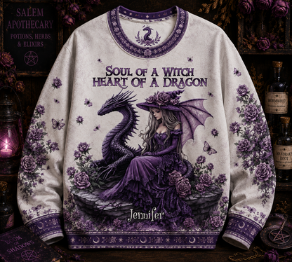 Soul Of A Witch Heart Of A Dragon All Over Print - Witchy Halloween Shirt