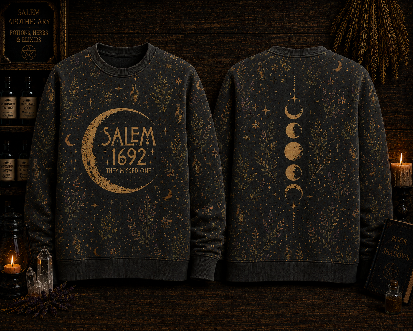 Salem 1692 They Missed One Shirt, Witchy Moon Phase Tee, Salem Witch Trials Shirt, Gothic Witch Gift