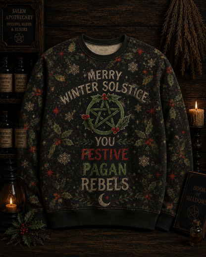 Funny Witch Christmas  Shirt, Merry Winter Solstice Pagan Tee, Witchy Christmas Shirt, Festive Pagan Gift