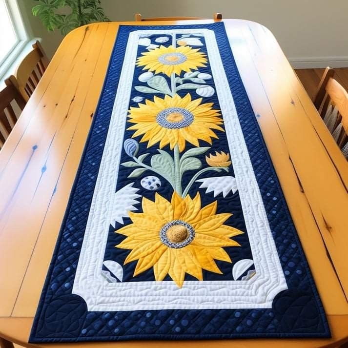 Beautiful Sunflower Quilted Table Runner
