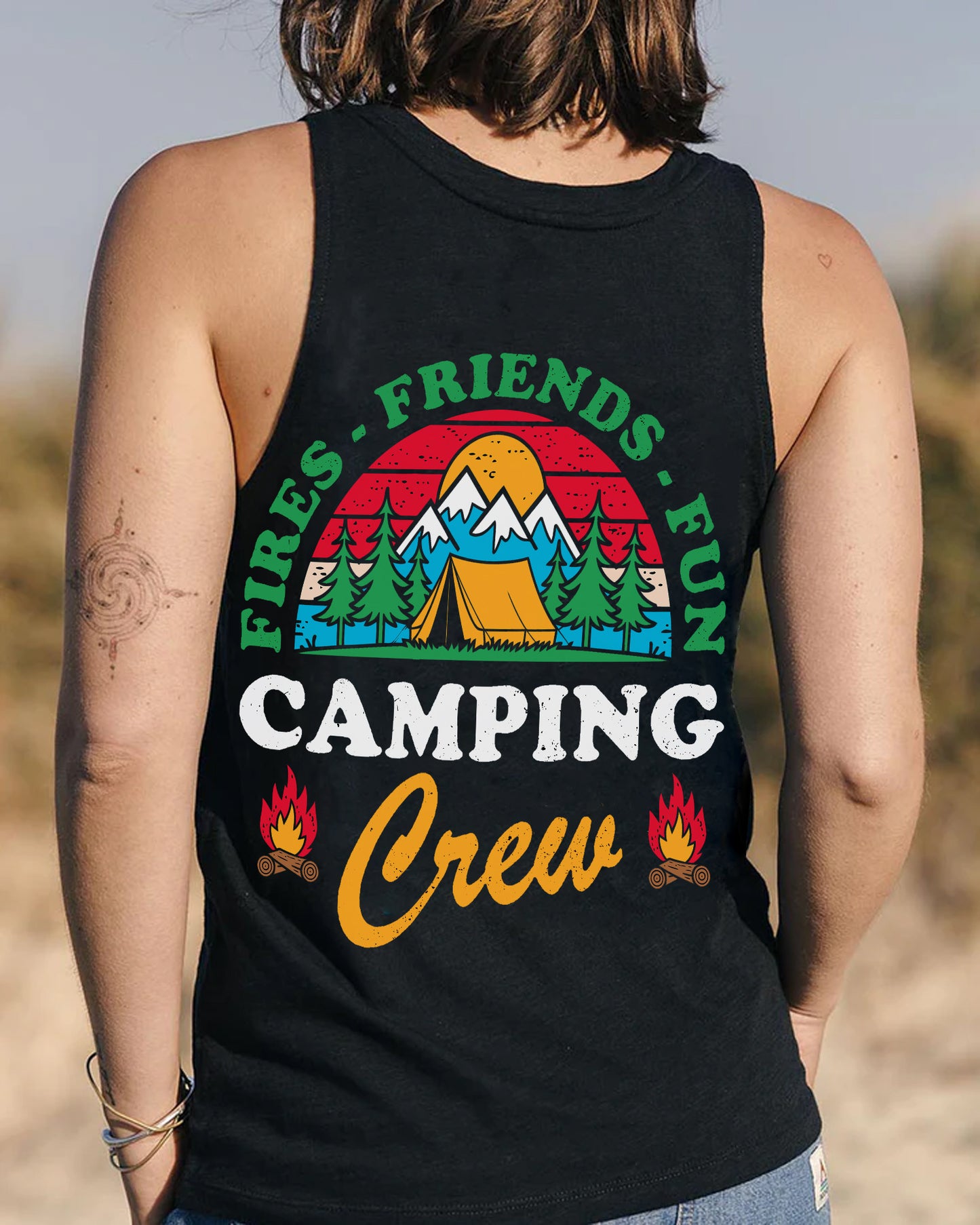 Fires, Friends, Fun Camping Crew – Personalized Camping All Over Print Shirt