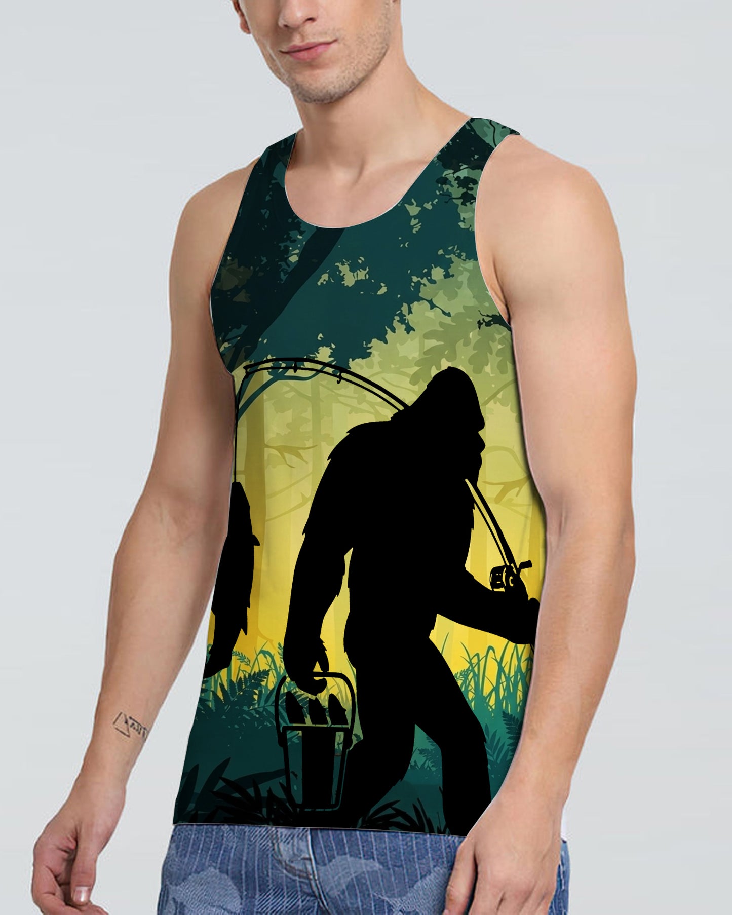 Bigfoot Fishing All Over Print Shirt