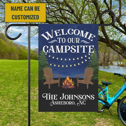 Personalized Welcome to Our Campsite Flag, Garden Flag, House Flag, Camping Gift, Gift for Campers