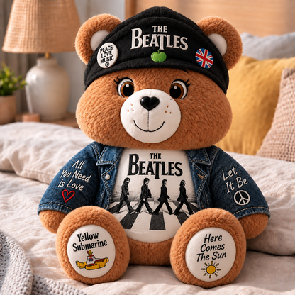 The Beatles Custom Shaped Bear Pillow – Abbey Road Inspired Gift for Beatles Fans
