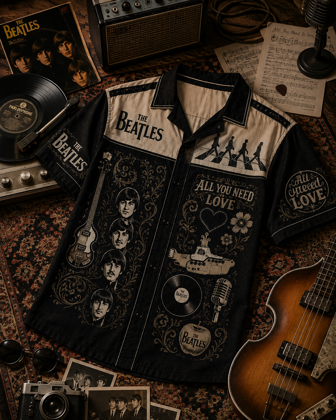 The Beatles Hawaiian Shirt-  Vintage Music Legend Fan Gift