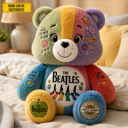 The Beatles Bear Custom Shaped Pillow – Gift for Beatles Fans & Music Lovers