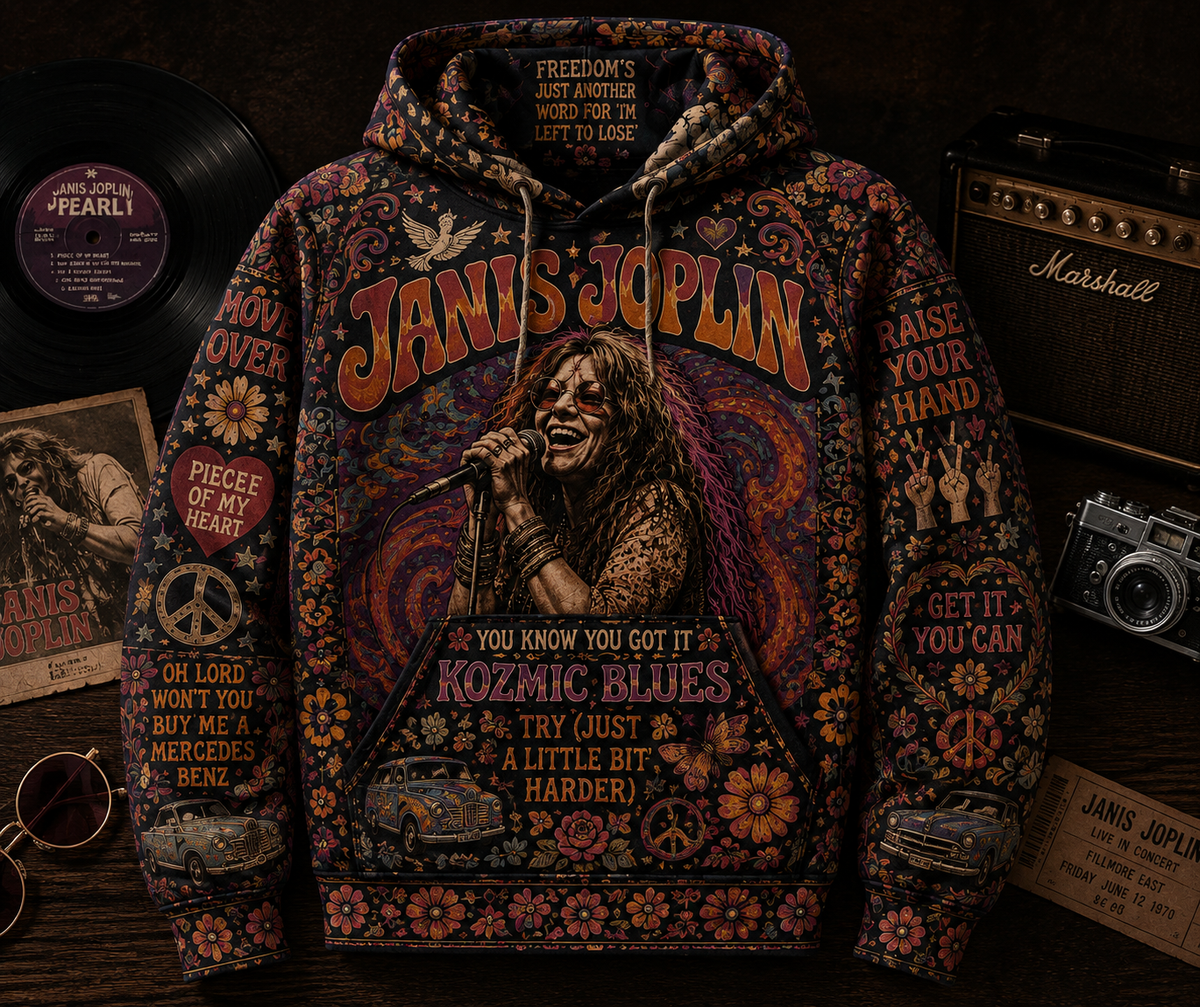 Janis Joplin Hippie Peace All Over Print - 60s 70s Music Lover Shirt