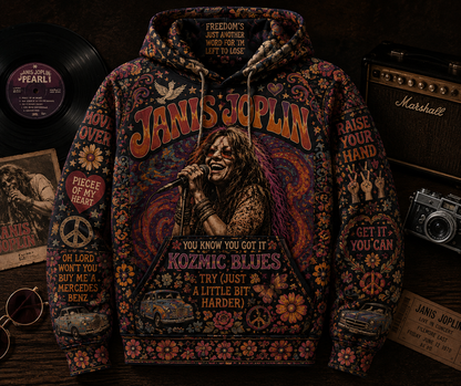 Janis Joplin Hippie Peace All Over Print - 60s 70s Music Lover Shirt
