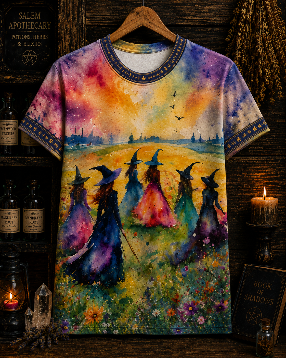 Colorful Witch Coven All Over Print - Witchy Halloween Shirt