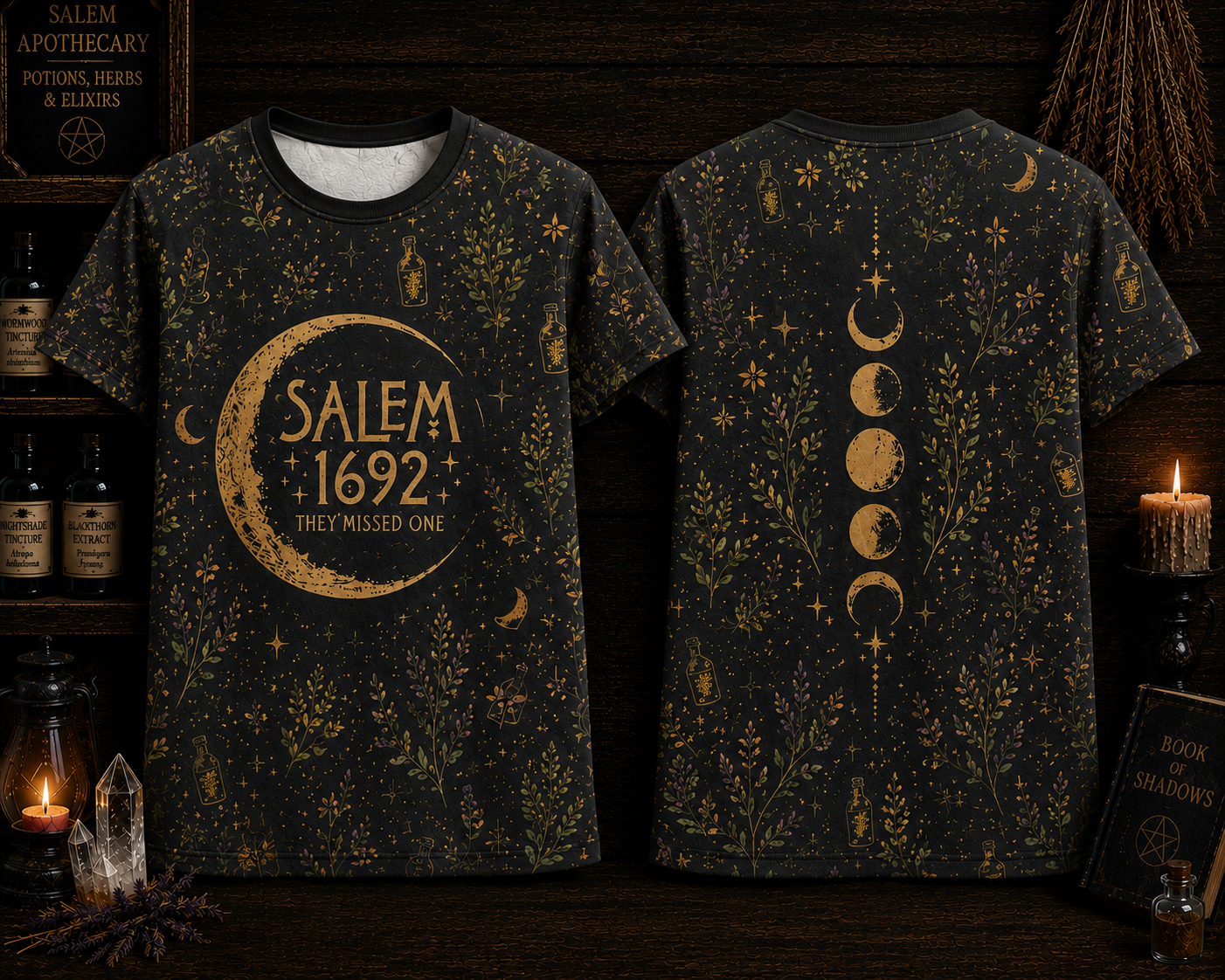 Salem 1692 They Missed One Shirt, Witchy Moon Phase Tee, Salem Witch Trials Shirt, Gothic Witch Gift