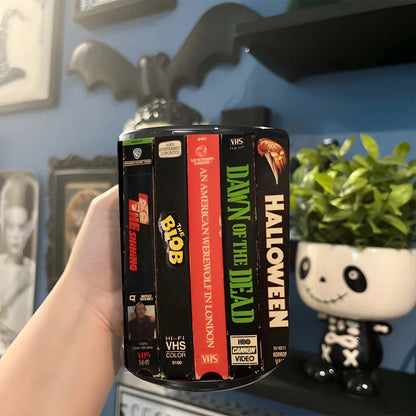 VHS Tape Halloween Movies Nostalgic Black Mug - Horror Version 3