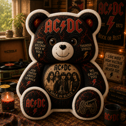 ACDC Bear Custom Shaped Pillow – Rock Music Legend Gift