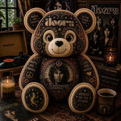 The Doors Bear Custom Shaped Pillow – Rock Music Legend Gift