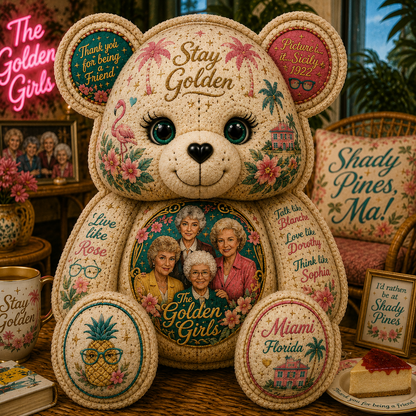 Golden Girls Bear Custom Shaped Pillow – Stay Golden, Thank You for Being a Friend Gift
