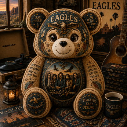 Eagles Hotel California Bear Custom Shaped Pillow – Classic Rock Music Lover Gift