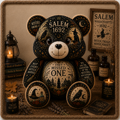 Salem 1692 They Missed One Bear Custom Shaped Pillow – Witch Gift for Halloween & Salem Witch Lovers