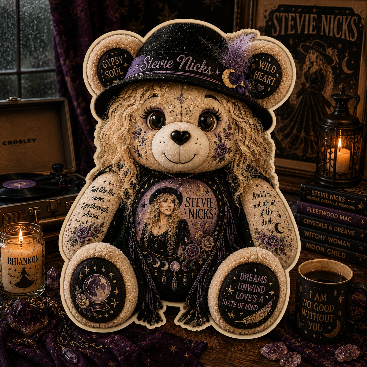 Stevie Nicks Bear Custom Shaped Pillow – Gift for Classic Music Lovers