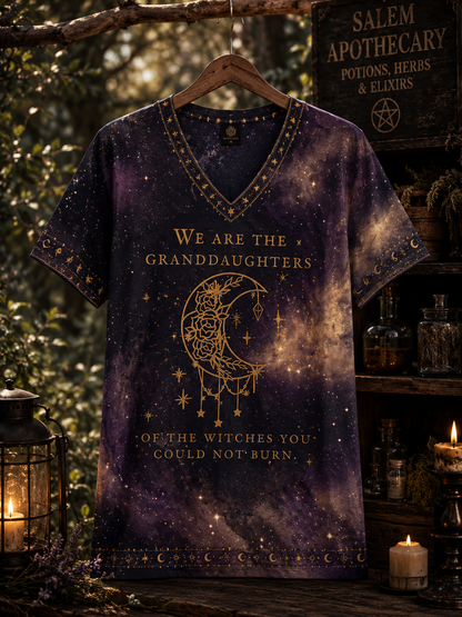 We Are The Granddaughters Of The Witches Hoodie – Celestial Witchy Salem All Over Print Shirt