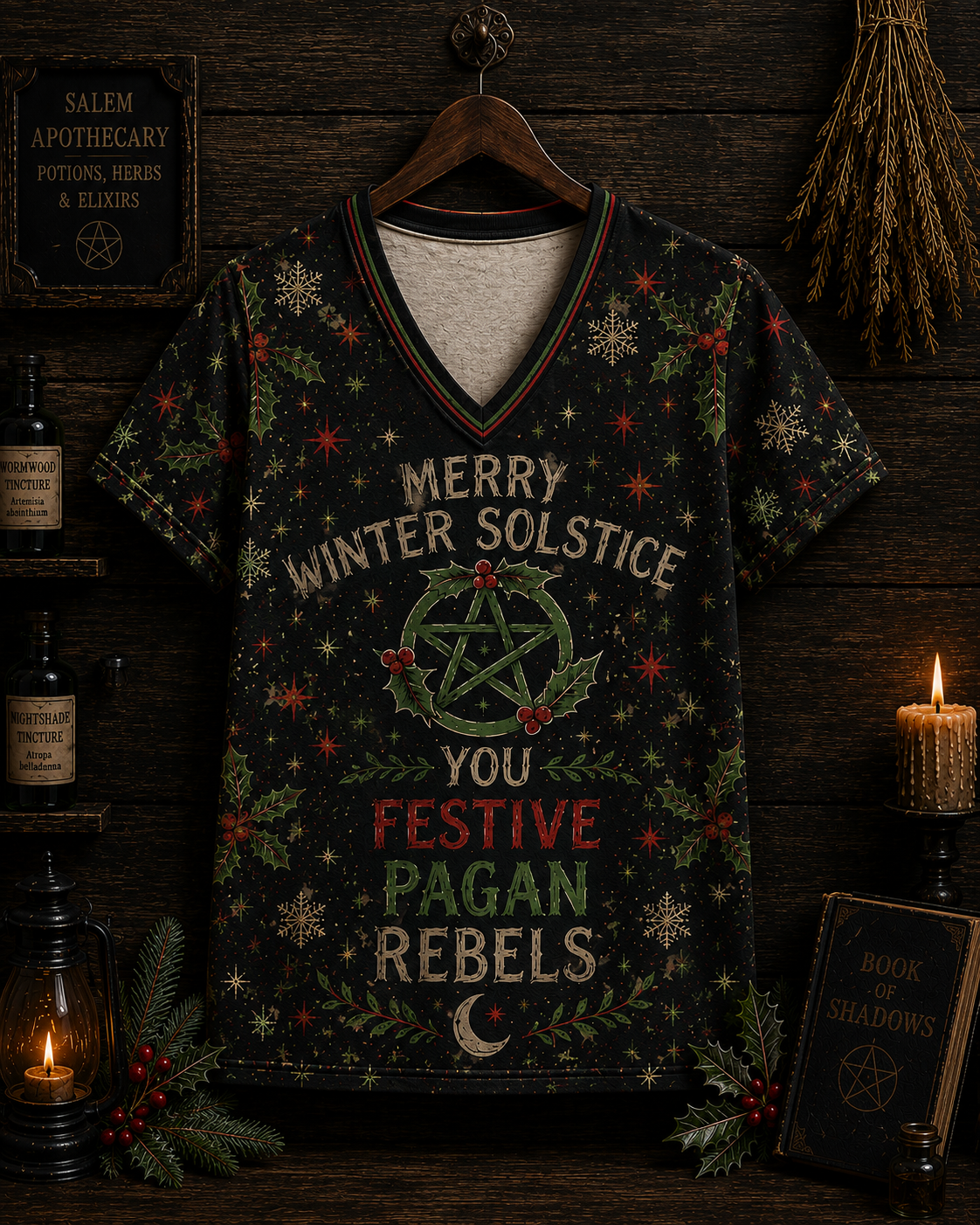 Funny Witch Christmas  Shirt, Merry Winter Solstice Pagan Tee, Witchy Christmas Shirt, Festive Pagan Gift