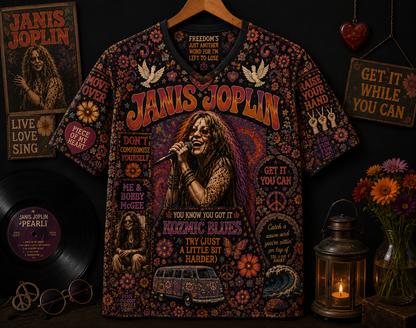 Janis Joplin Hippie Peace All Over Print - 60s 70s Music Lover Shirt