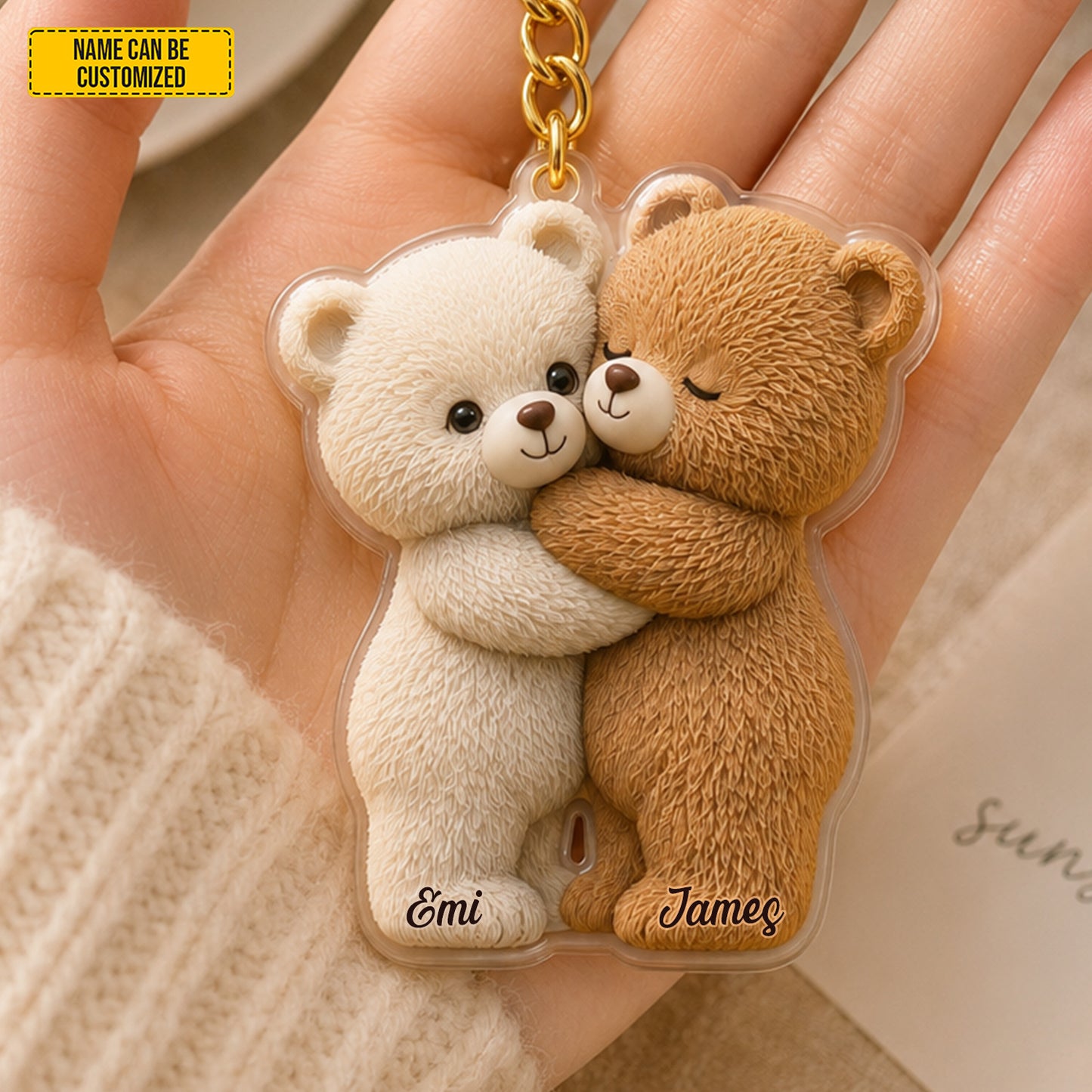 Cute Couple Bear – Personalized Bear Keychain