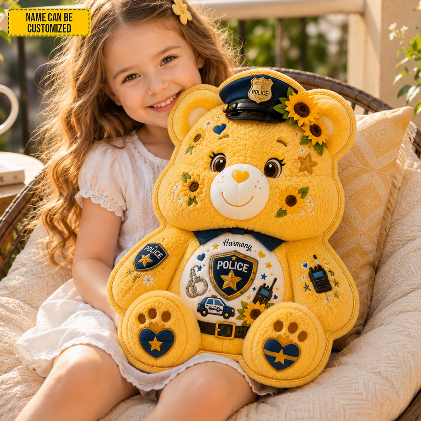 Personalized Police Bear Custom Shape Pillow
