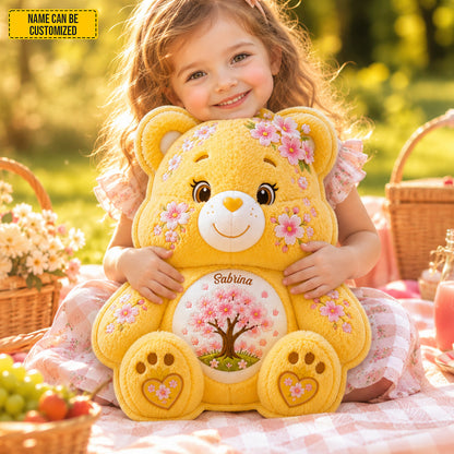 Personalized Cute Cherry Blossom Bear Pillow