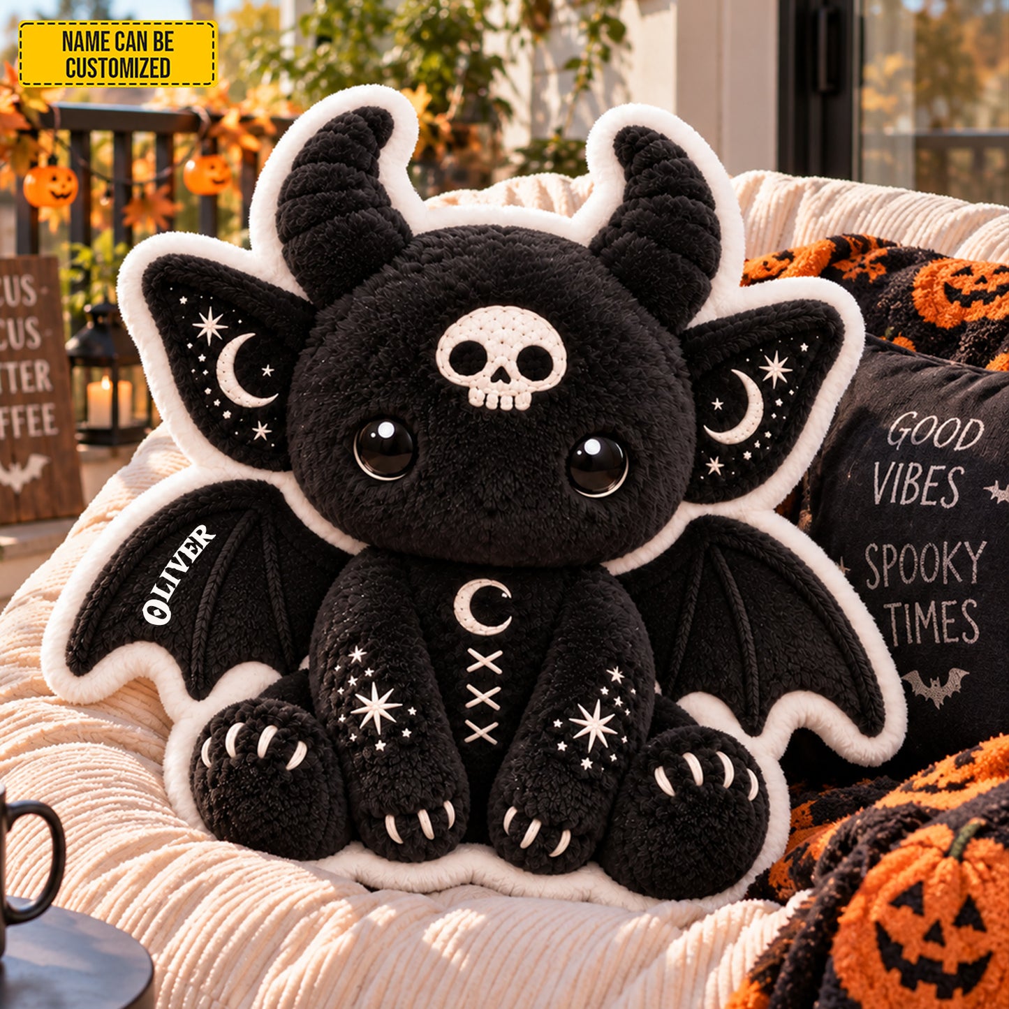 Personalized Gothic Bat Pillow – Halloween Gift