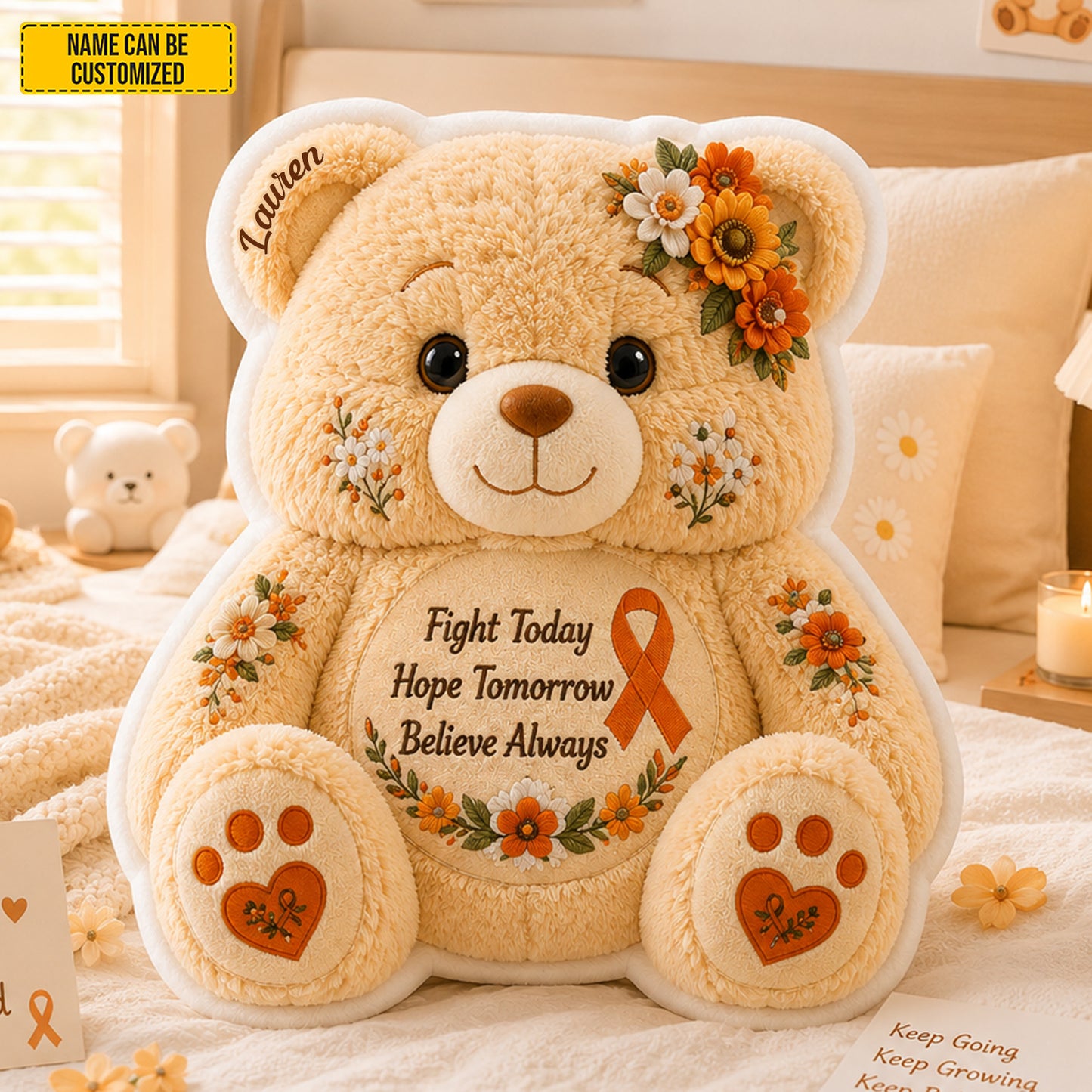 Personalized Blood Cancer Bear Pillow