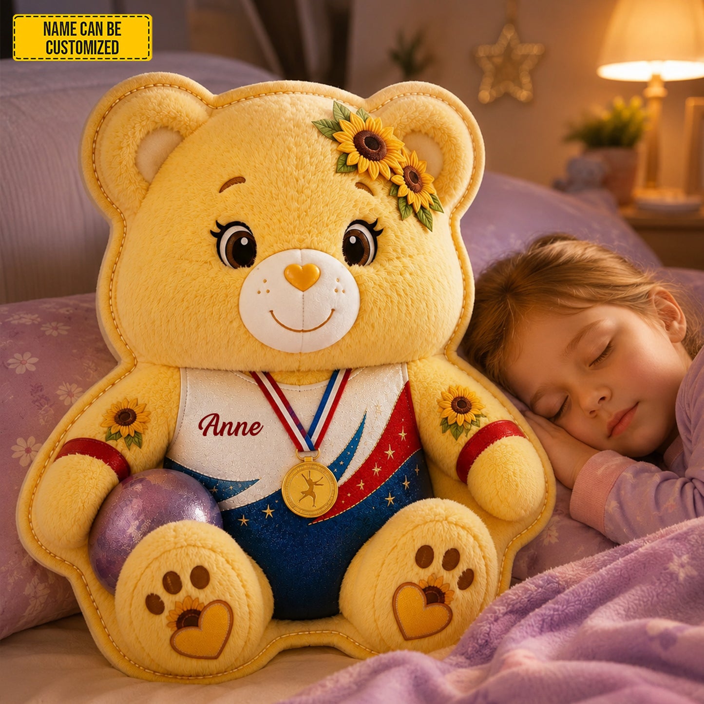 Personalized Future Gymnast Bear Custom Shape Pillow