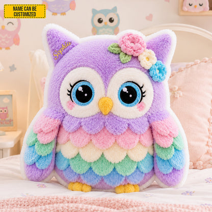 Personalized Colorful Owl Custom Shaped Pillow