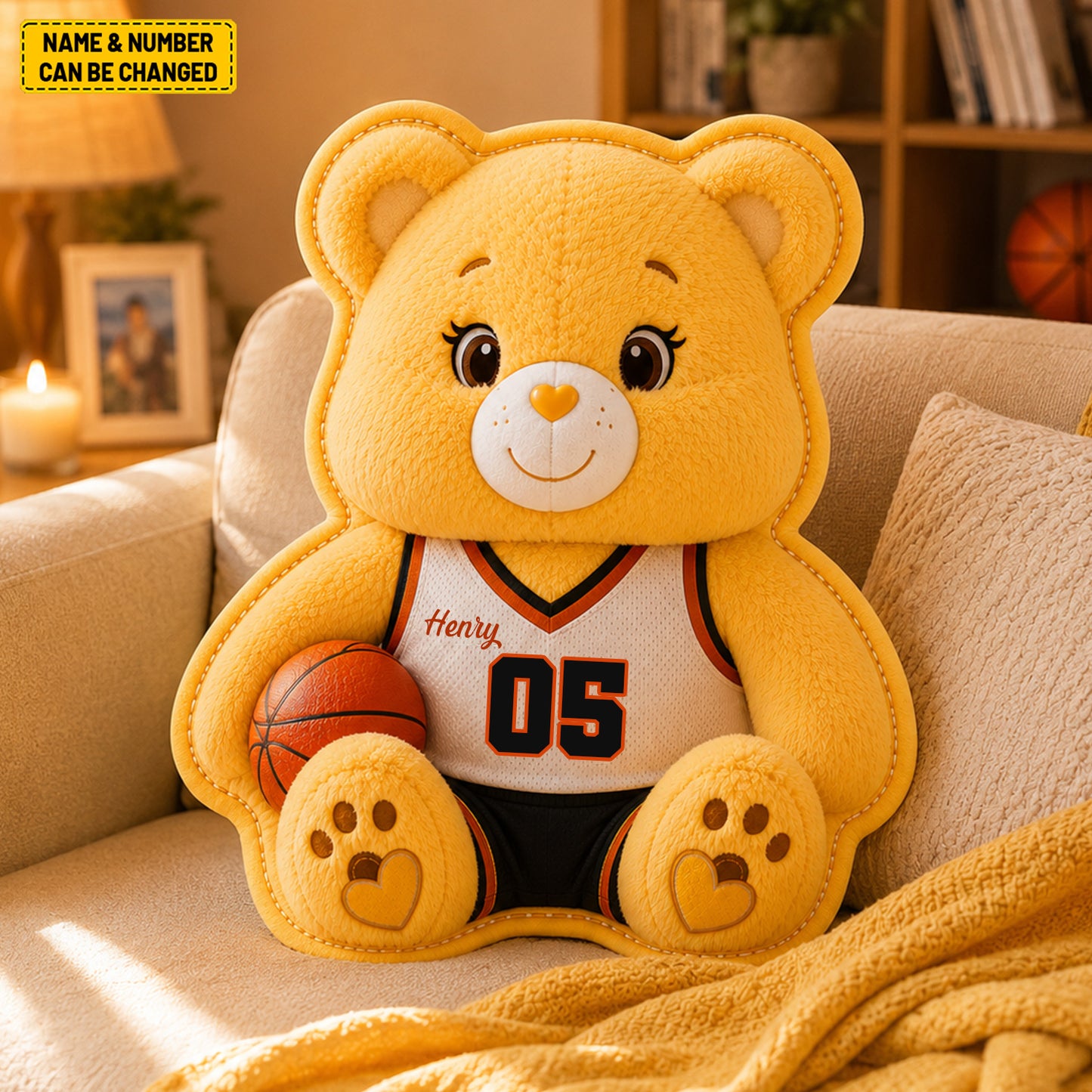 Personalized Bear Basketball Custom Shape Pillow