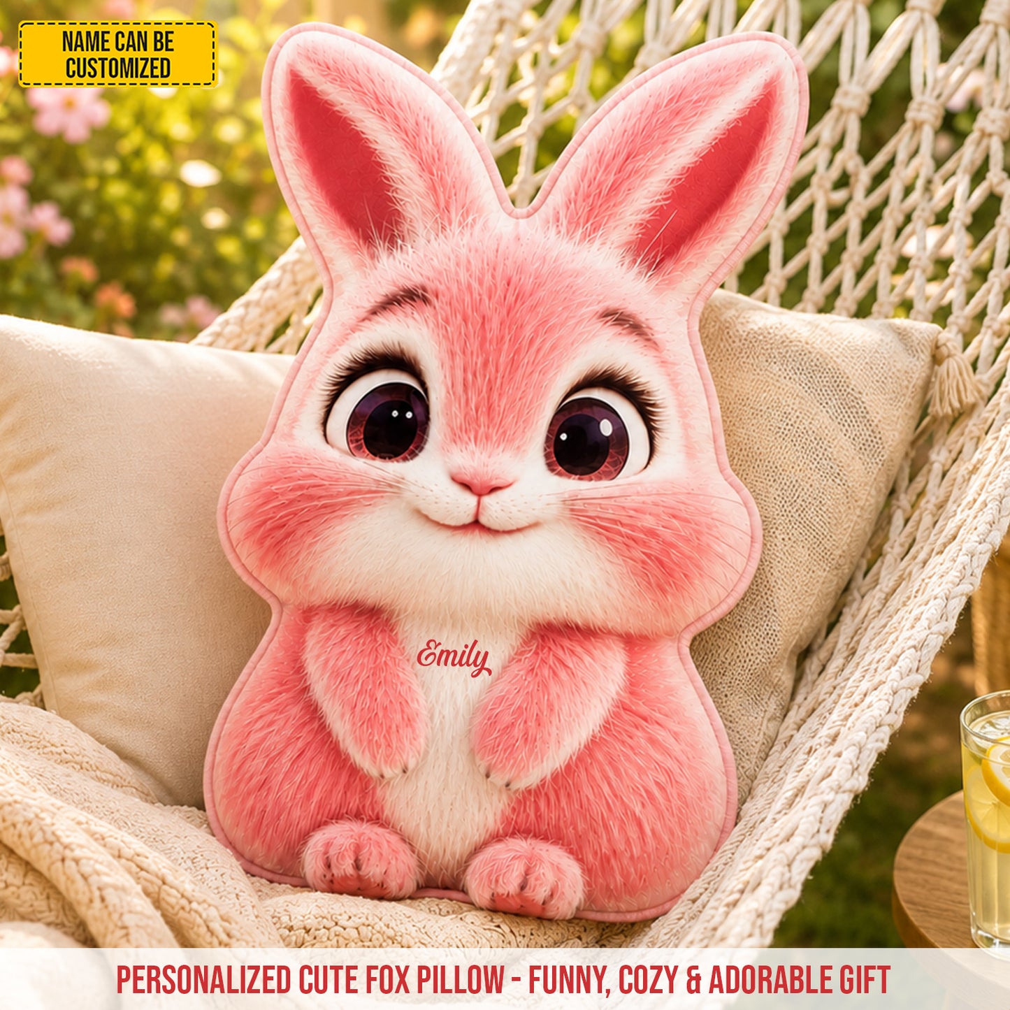 Personalized Cute Bunny Custom Shape Pillow