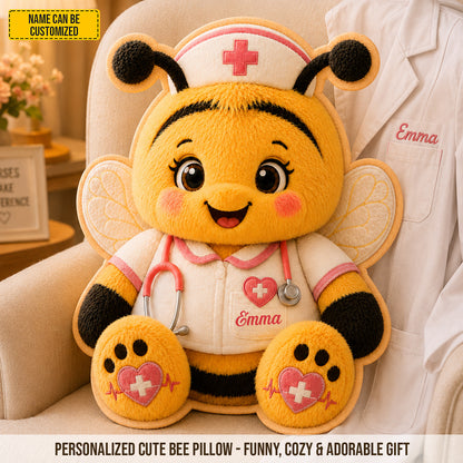 Personalized Nurse Bee Custom Shape Pillow