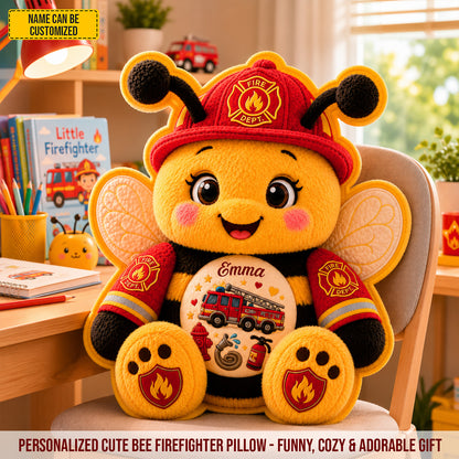 Personalized Firefighter Bee Custom Shape Pillow