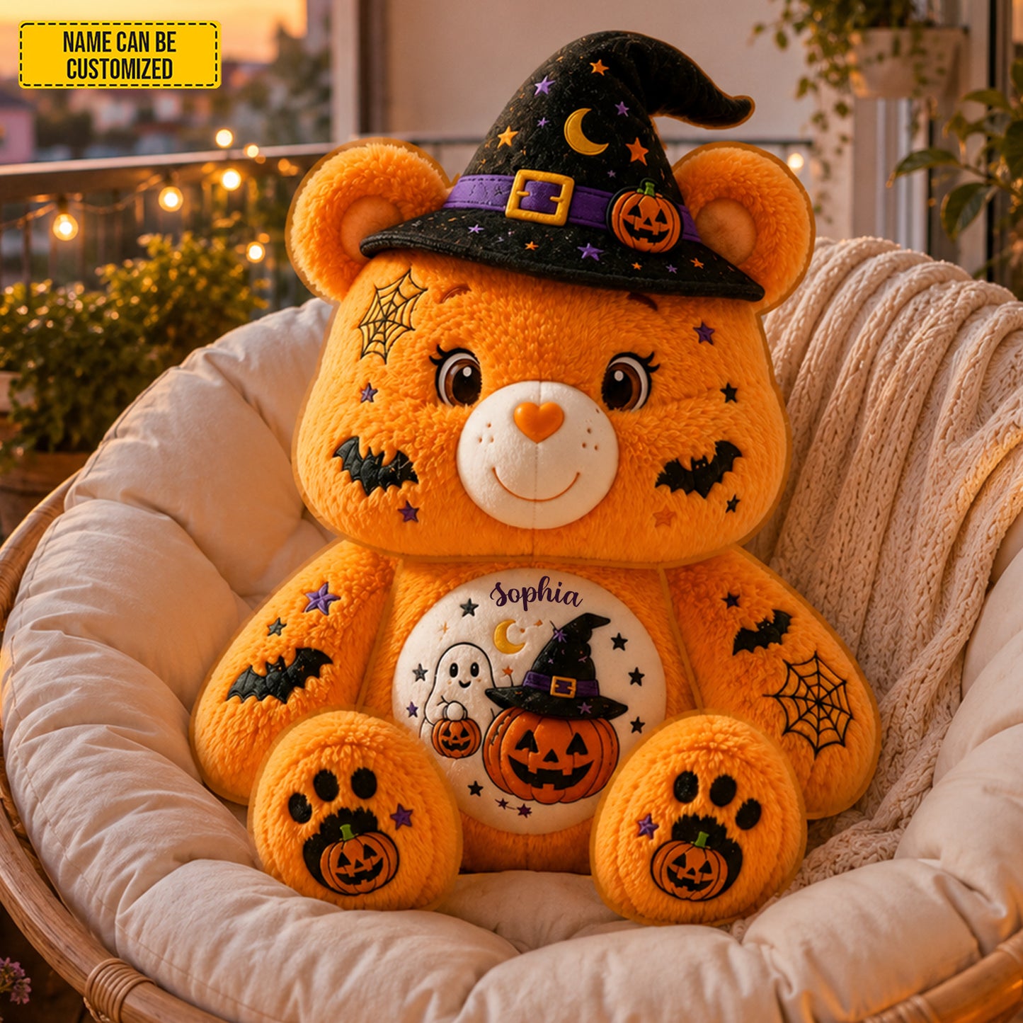 Personalized Halloween Bear Pillow