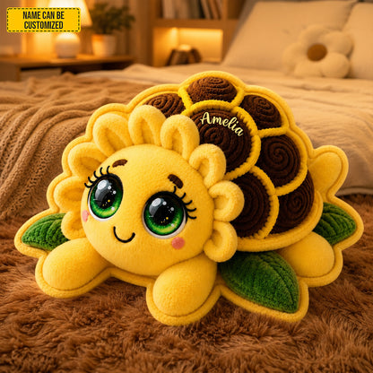 Personalized Sunflower Turtle Custom Shaped Pillow