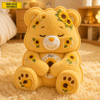 Personalized Sunflower Sleeping Bear Pillow