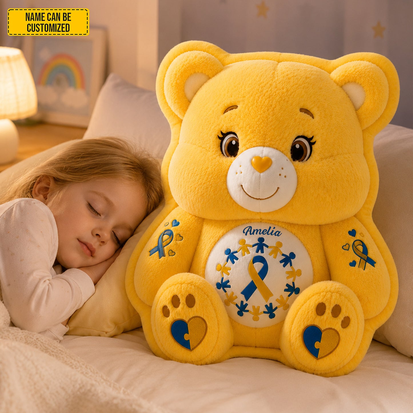 Personalized Down Syndrome Awareness Bear Custom Shape Pillow