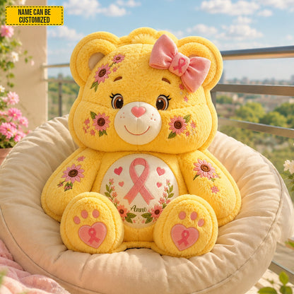 Personalized Pink Ribbon Bear Custom Shaped Pillow